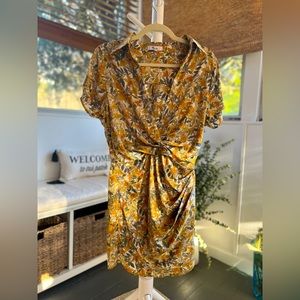 Silk, patterned, floral dress.